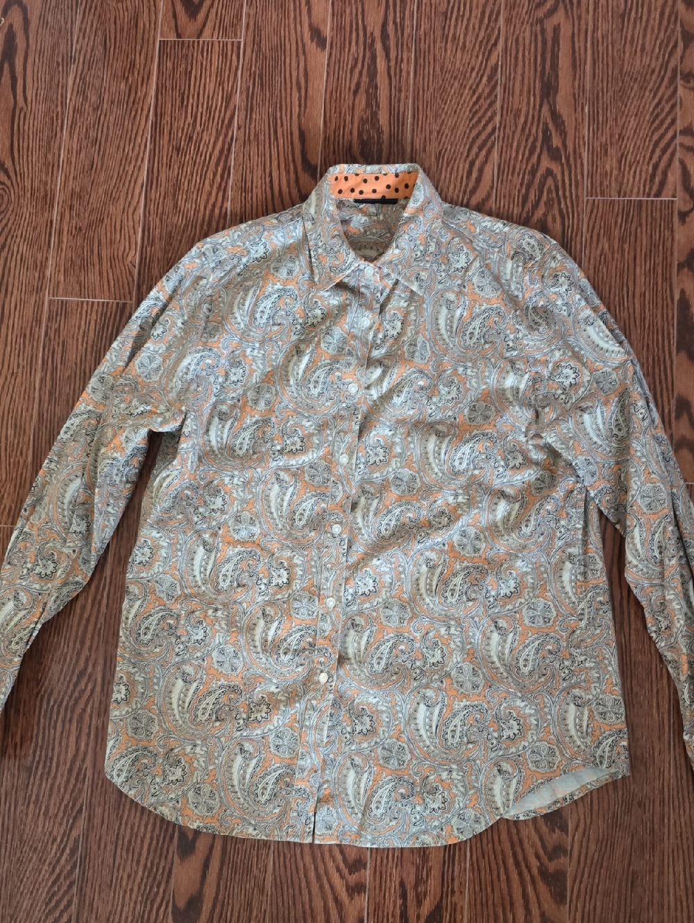Unisex Paisley Button-Up Shirt - Cream & Tan